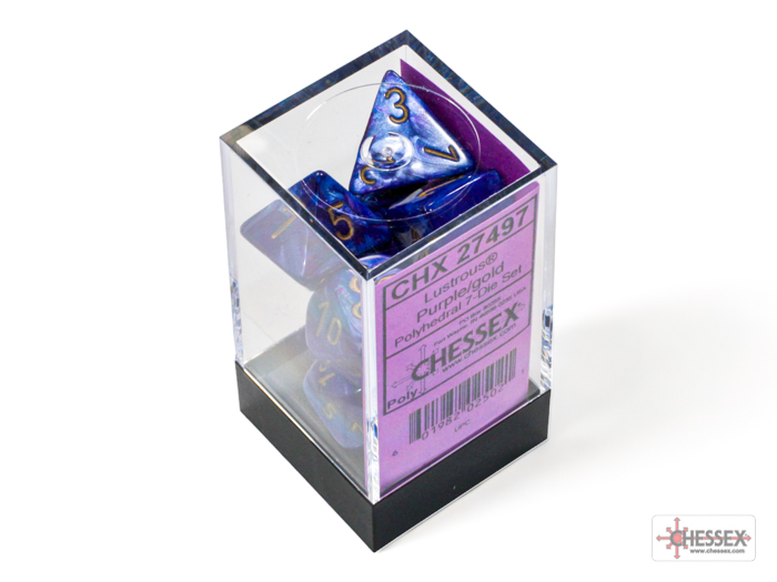 Lustrous Purple / Gold 7ct Polyhedral Dice Set